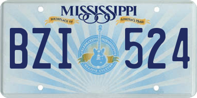 MS license plate BZI524