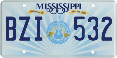 MS license plate BZI532