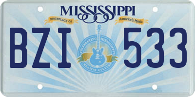 MS license plate BZI533