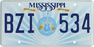 MS license plate BZI534