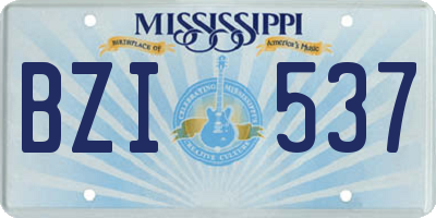 MS license plate BZI537
