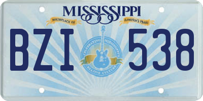 MS license plate BZI538