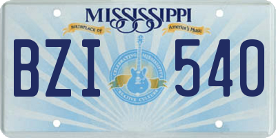 MS license plate BZI540