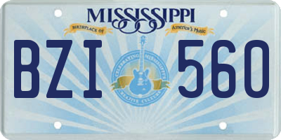 MS license plate BZI560