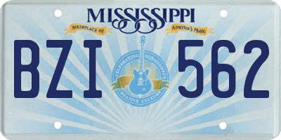 MS license plate BZI562