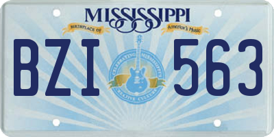 MS license plate BZI563
