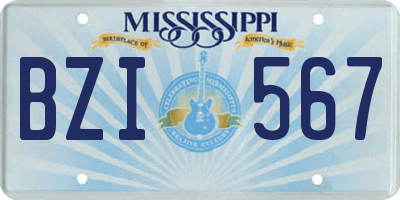 MS license plate BZI567