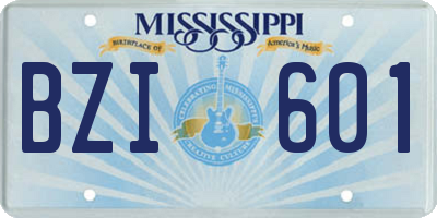 MS license plate BZI601