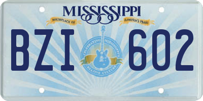 MS license plate BZI602