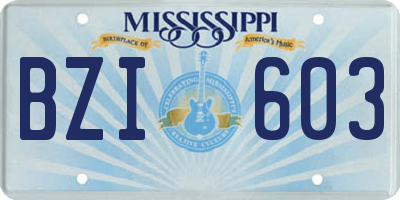 MS license plate BZI603
