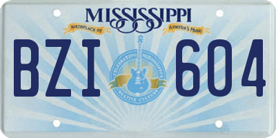MS license plate BZI604