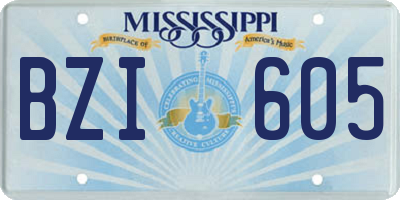 MS license plate BZI605