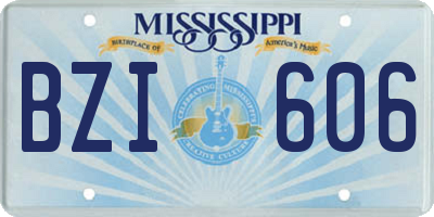 MS license plate BZI606