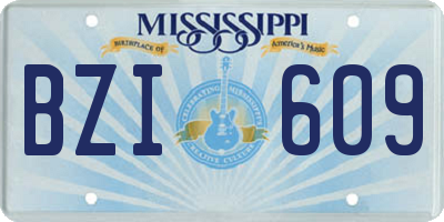 MS license plate BZI609