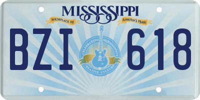 MS license plate BZI618