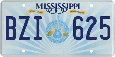 MS license plate BZI625