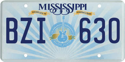 MS license plate BZI630