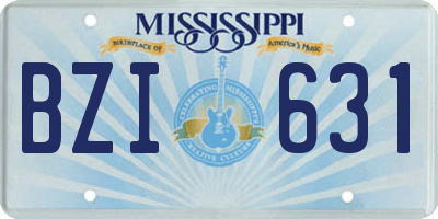 MS license plate BZI631