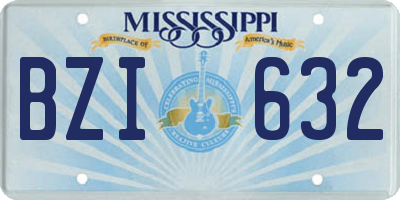 MS license plate BZI632