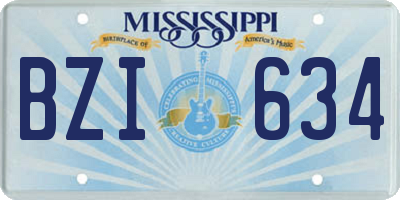 MS license plate BZI634