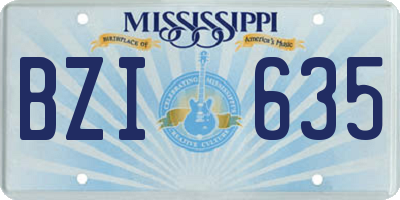 MS license plate BZI635