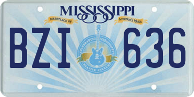 MS license plate BZI636