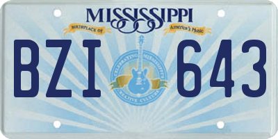 MS license plate BZI643