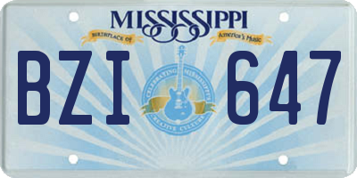 MS license plate BZI647