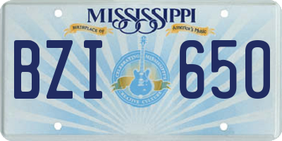 MS license plate BZI650