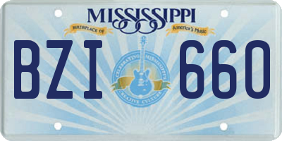 MS license plate BZI660