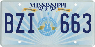 MS license plate BZI663