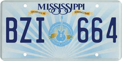 MS license plate BZI664