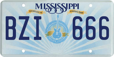 MS license plate BZI666
