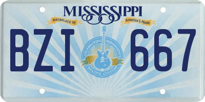 MS license plate BZI667