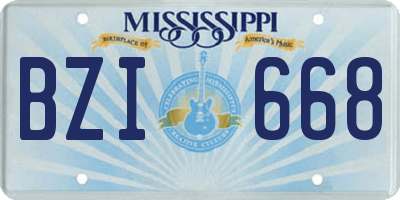 MS license plate BZI668
