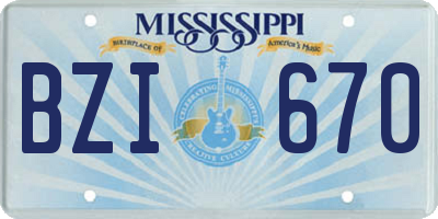 MS license plate BZI670