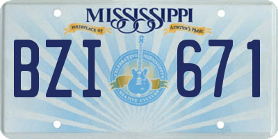 MS license plate BZI671