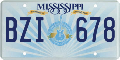 MS license plate BZI678