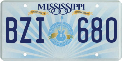 MS license plate BZI680