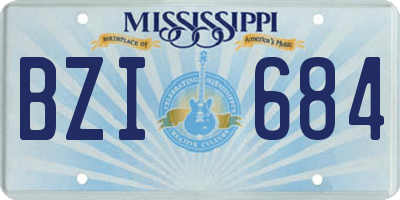 MS license plate BZI684