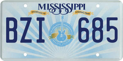 MS license plate BZI685