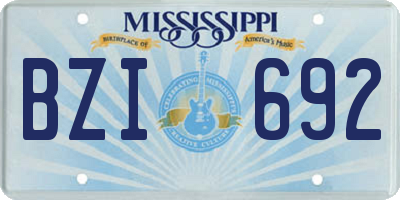 MS license plate BZI692