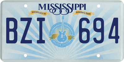 MS license plate BZI694