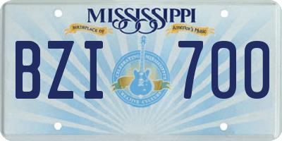MS license plate BZI700