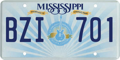 MS license plate BZI701