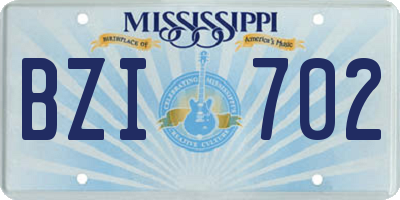MS license plate BZI702