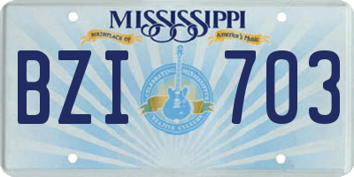 MS license plate BZI703