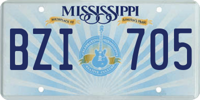 MS license plate BZI705