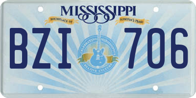 MS license plate BZI706