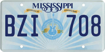 MS license plate BZI708